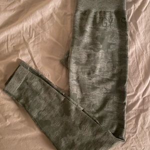 Gymshark sage green camo print leggings